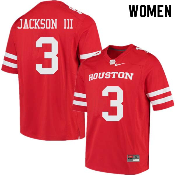 Women #3 William Jackson III Houston Cougars College Football Jerseys Sale-Red